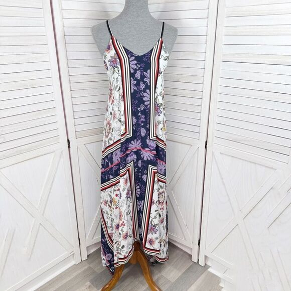 Nanette Lepore Floral Print Boho Sleeveless Maxi Slip Dress Blue Multi 4 - Picture 16 of 16